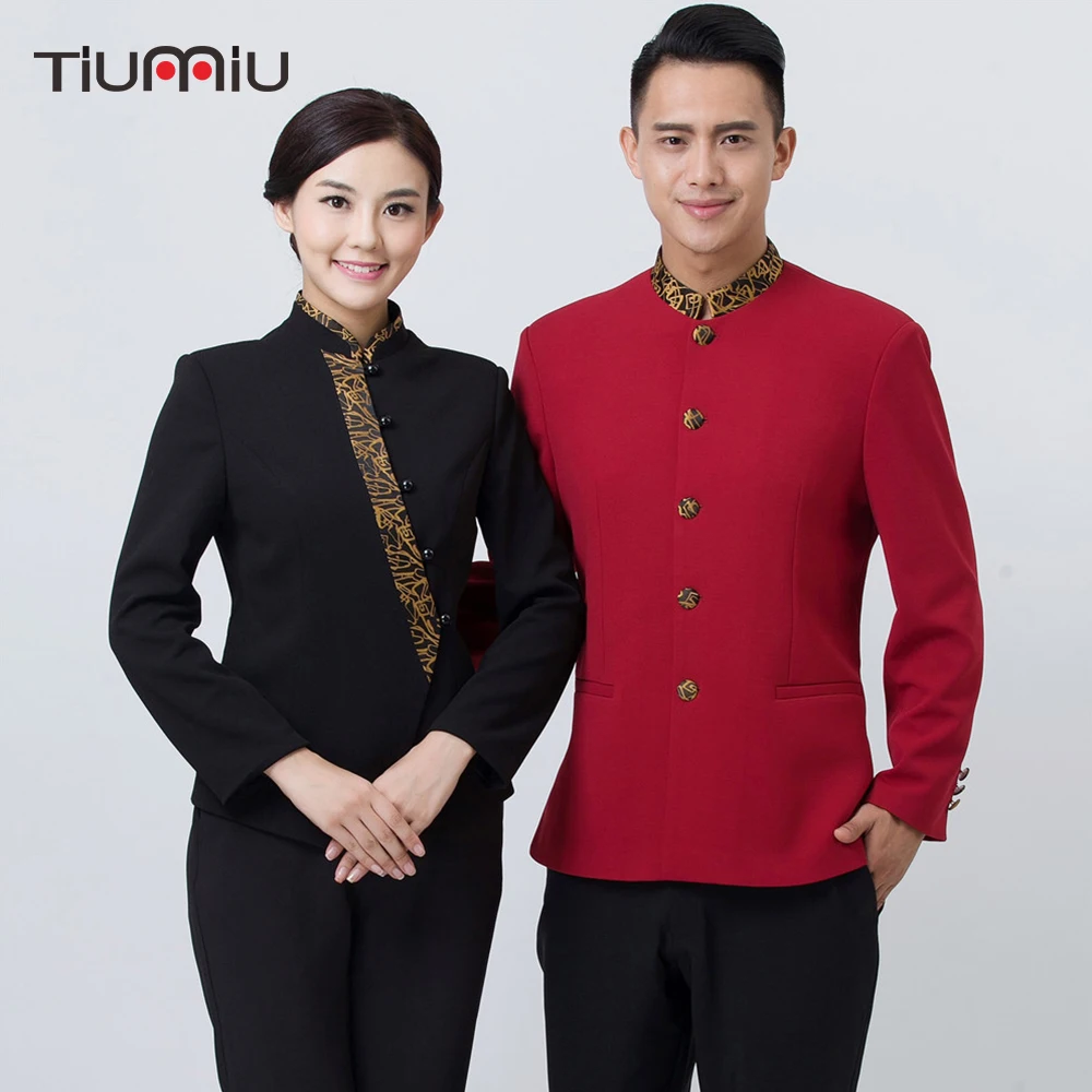 Long Sleeve Waitress Jackets Waiter Hotel Coffee Shop Work Uniforms Coats Single Breasted Oblique Placket Overalls Men Women
Long Sleeve Waitress Jackets Waiter Hotel Coffee Shop Work Uniforms Coats Single Breasted Oblique Placket Overalls Men Women