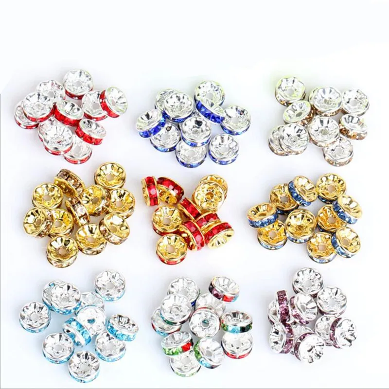 50pcs 6 8 10mm Gold Silver Color Rhinestone Rondelles Crystal Bead Loose Spacer Beads for DIY Jewelry Making Accessories Z890
50pcs 6 8 10mm Gold Silver Color Rhinestone Rondelles Crystal Bead Loose Spacer Beads for DIY Jewelry Making Accessories Z890