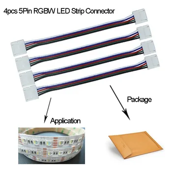 Wholesales 4pcs 5Pin RGBW Cable LED Strip Adapter Accessories Free Shipping