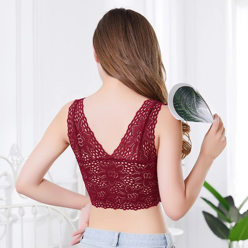 Description Picture 6 of itemWomen Flower Tank Top Bra Sexy Lace Floral Cami Bralette Crochet Vest Crop Top