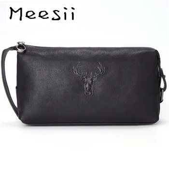 Meesii Men's Leather Handbag Leisure Makeup Bag Cell Phone Reception Bag with Mezzanine Retro Deer Head Zipper Package
Meesii Men's Leather Handbag Leisure Makeup Bag Cell Phone Reception Bag with Mezzanine Retro Deer Head Zipper Package