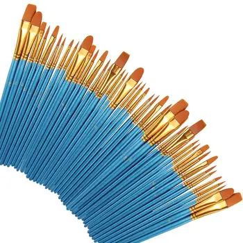 Paint Brushes 50 Pcs,Nylon Hair Brushes Set Blue Round Pointed Paints Brush for Watercolor Oil Painting
Paint Brushes 50 Pcs,Nylon Hair Brushes Set Blue Round Pointed Paints Brush for Watercolor Oil Painting