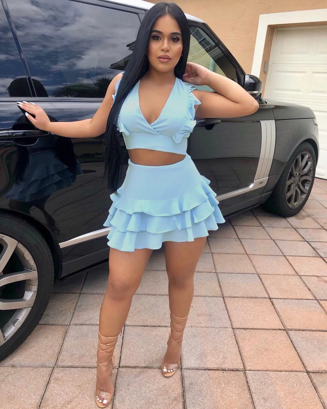 Spring Summer Women Two Piece Set Top and Pants Plus Size Outfits Tracksuit Sweatsuit Outfit Ruffles V Neck Tops and Mini Skirts
Spring Summer Women Two Piece Set Top and Pants Plus Size Outfits Tracksuit Sweatsuit Outfit Ruffles V Neck Tops and Mini Skirts