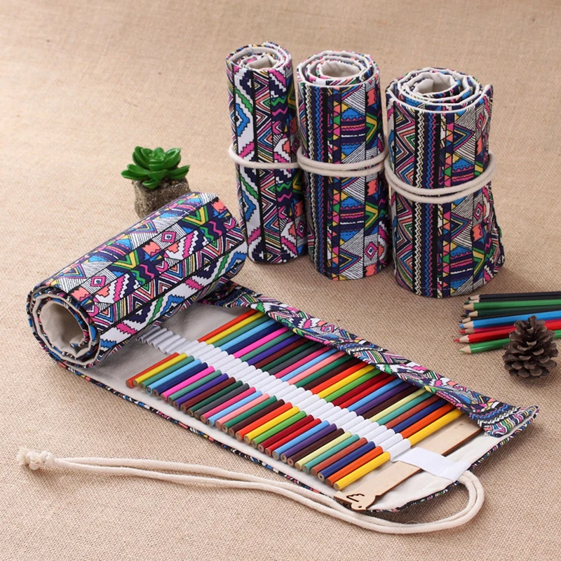 1pc 36/48/72 Holes Canvas Wrap Roll Up Pencil Bag Cosmetics Pouch Pocket Brushes Holder Makeup Bag School Stationery
1pc 36/48/72 Holes Canvas Wrap Roll Up Pencil Bag Cosmetics Pouch Pocket Brushes Holder Makeup Bag School Stationery