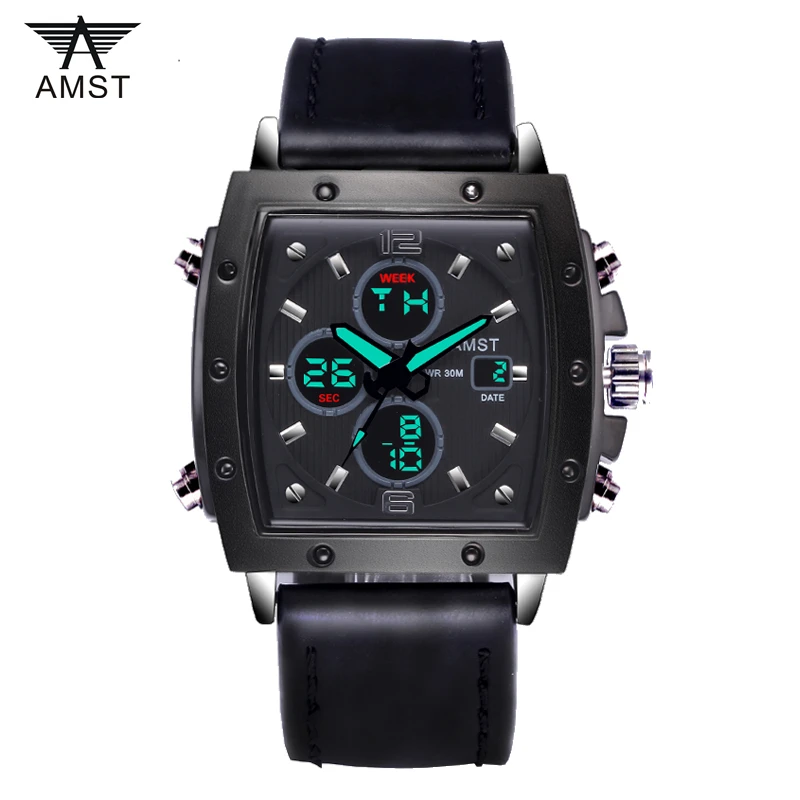 New Mens Watches Top Luxury Brand Men Leather Sports Watches AMST Men's Quartz LED Digital Clock Waterproof Military Wrist Watch
New Mens Watches Top Luxury Brand Men Leather Sports Watches AMST Men's Quartz LED Digital Clock Waterproof Military Wrist Watch