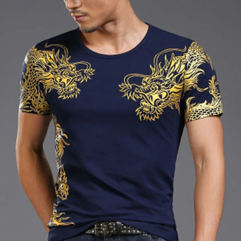 Chinese style summer men's t-shirt round neck dragon print short-sleeved slim Lycra cotton high elastic casual sports 4XL shirt
Chinese style summer men's t-shirt round neck dragon print short-sleeved slim Lycra cotton high elastic casual sports 4XL shirt