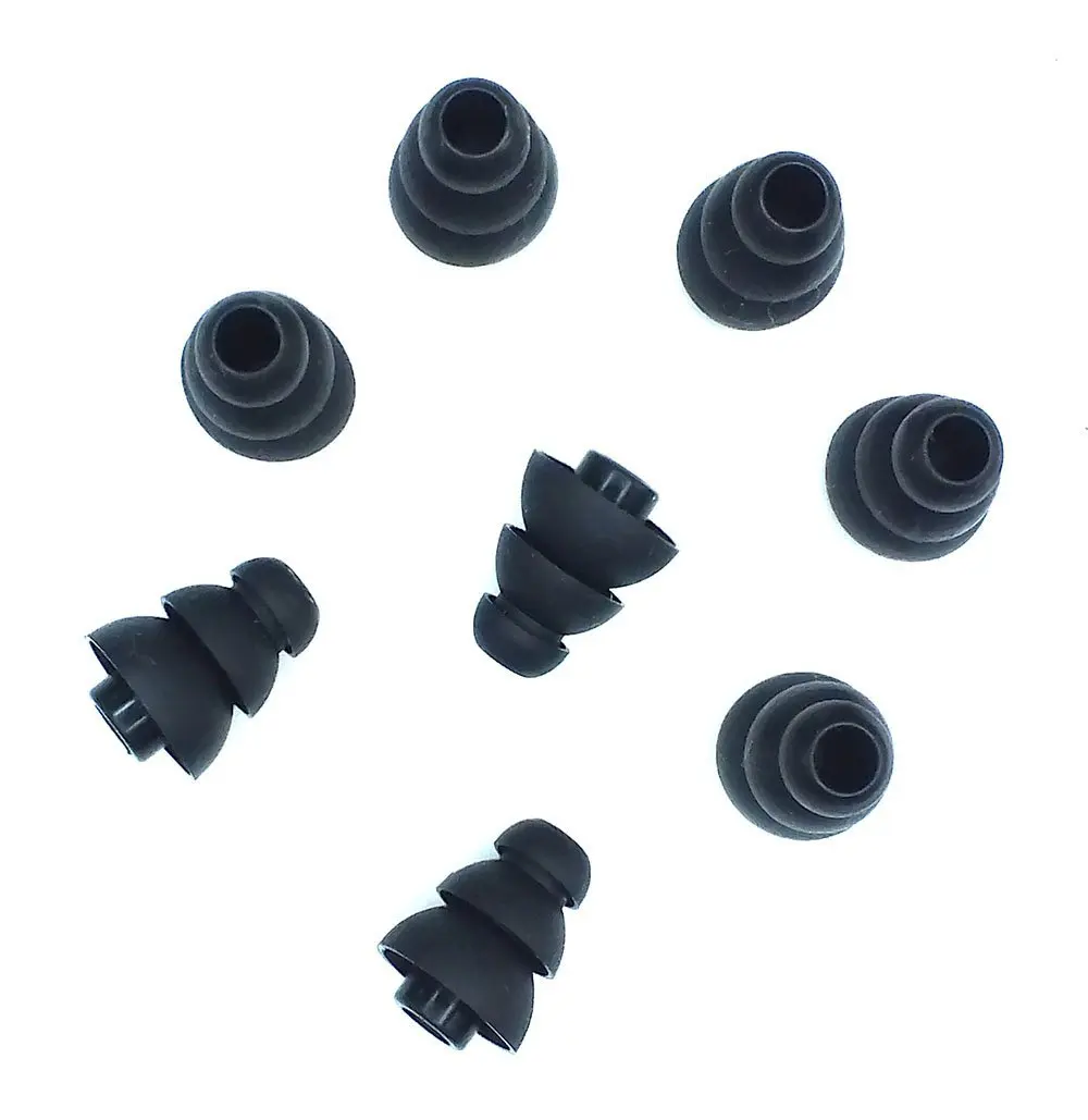 Black 4 Pairs SMALL Triple Flange Conical Replacement Silicone Earbuds Compatible With Most In Ear Headphone Brands.
Black 4 Pairs SMALL Triple Flange Conical Replacement Silicone Earbuds Compatible With Most In Ear Headphone Brands.