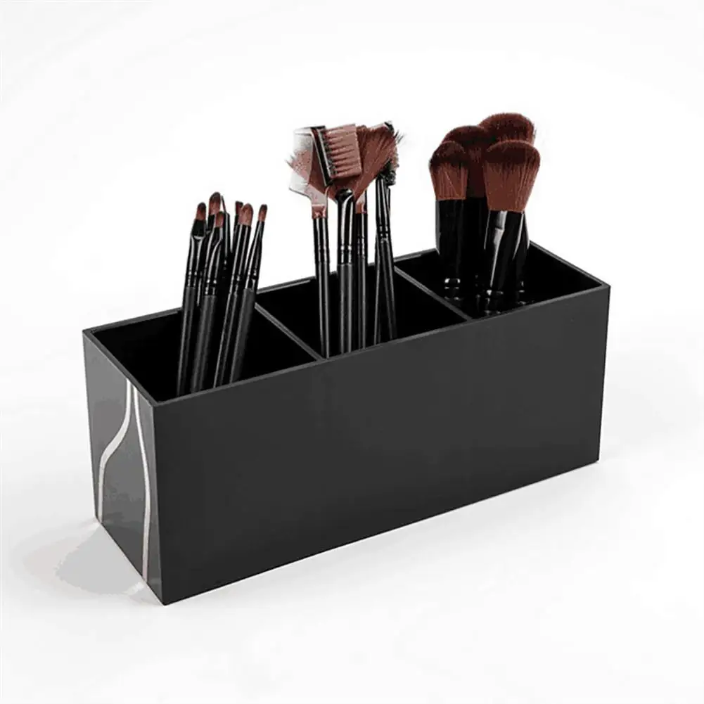 Professional Table Makeup Brush Holder Organizer 3 Slot Acrylic Cosmetics Tools Storage Case Display Rack Tool New | Красота и