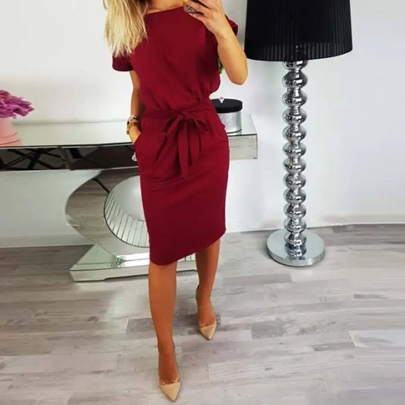 New 2018 Women's dress Summer short sleeves o neck elegant bow ties casual office lady work runway dresses tunic
New 2018 Women's dress Summer short sleeves o neck elegant bow ties casual office lady work runway dresses tunic