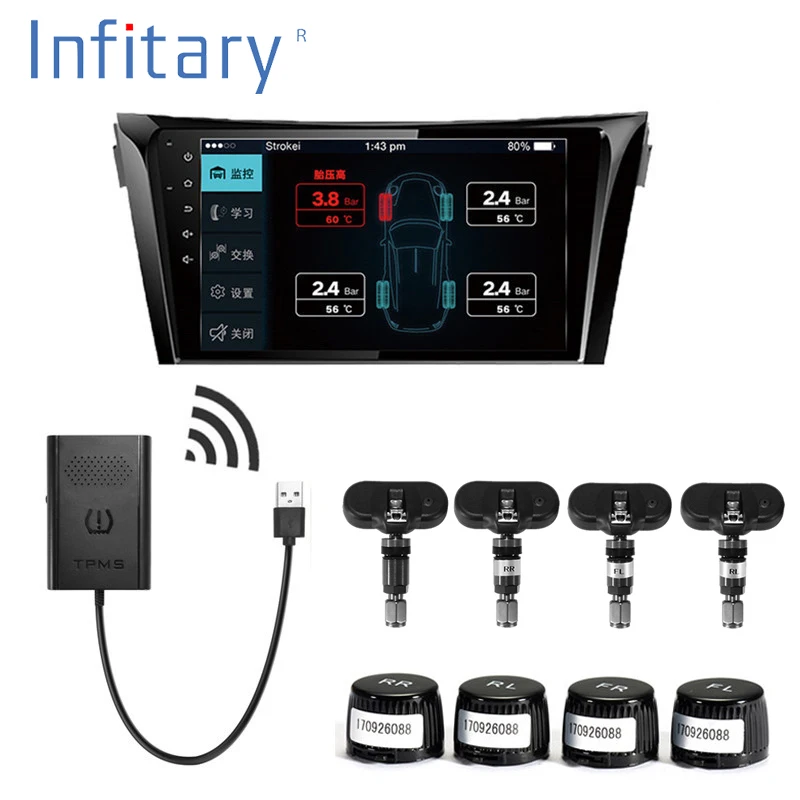 Car TPMS Android Tire Pressure Monitoring System for OS DVD Player USB Interface suit for Renault Peugeot Toyota and All Cars
Car TPMS Android Tire Pressure Monitoring System for OS DVD Player USB Interface suit for Renault Peugeot Toyota and All Cars