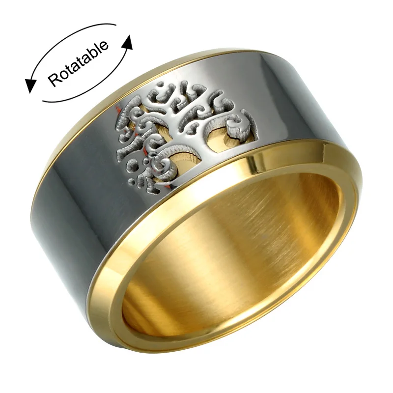 US7 Punk Cool Tree Of Life Ring Men Stainless Steel Wisdom Gold Rotatable Rings For Men Women Anniversary Life Ring Jewelry
US7 Punk Cool Tree Of Life Ring Men Stainless Steel Wisdom Gold Rotatable Rings For Men Women Anniversary Life Ring Jewelry