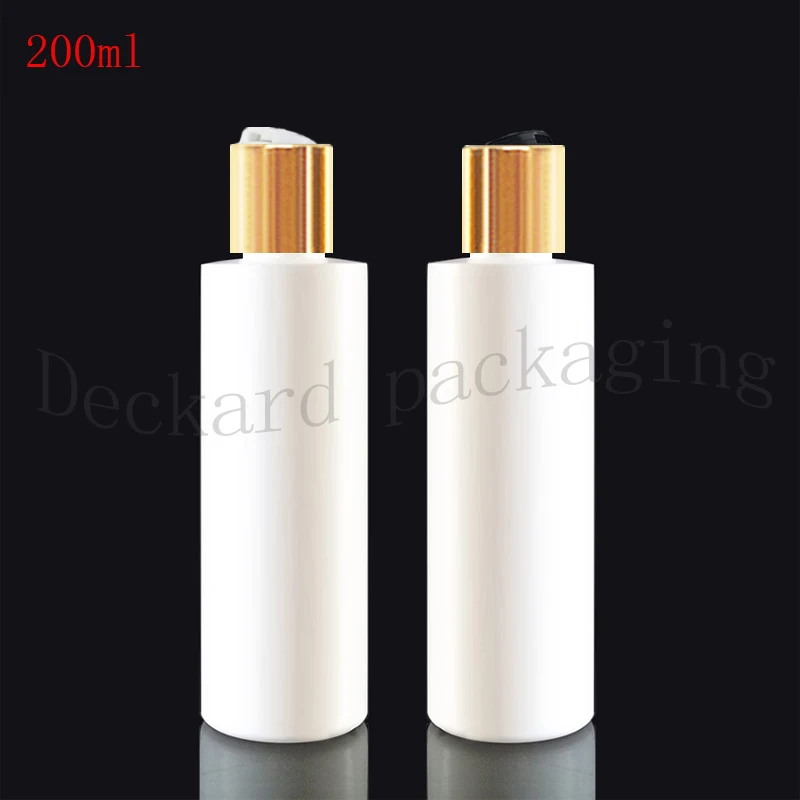 200ml gold Disc top Cap white bottle Empty Plastic Travel Bottle PET Lotion Bottle travel size plastic empty bottles for Shampoo
200ml gold Disc top Cap white bottle Empty Plastic Travel Bottle PET Lotion Bottle travel size plastic empty bottles for Shampoo