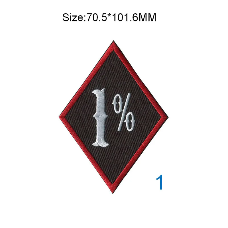One percenter 1% embroidered patches & rockers for outlaw motorcycle riding clubs and individual bikers with iron on backing
One percenter 1% embroidered patches & rockers for outlaw motorcycle riding clubs and individual bikers with iron on backing