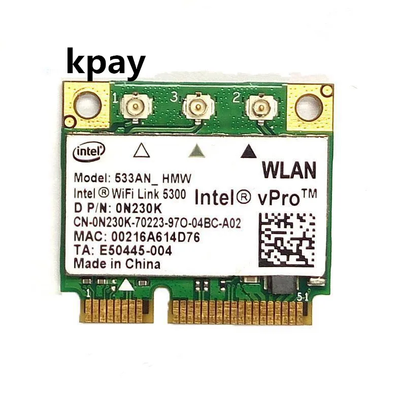 Intel WiFi Link 5300 533AN_HMW 5300AGN 0N230k 802.11a/g/n 2.4G&5G 450Mbps mini PCI-E for Dell Toshiba Shenzhou ASUS Acer Laptop
Intel WiFi Link 5300 533AN_HMW 5300AGN 0N230k 802.11a/g/n 2.4G&5G 450Mbps mini PCI-E for Dell Toshiba Shenzhou ASUS Acer Laptop