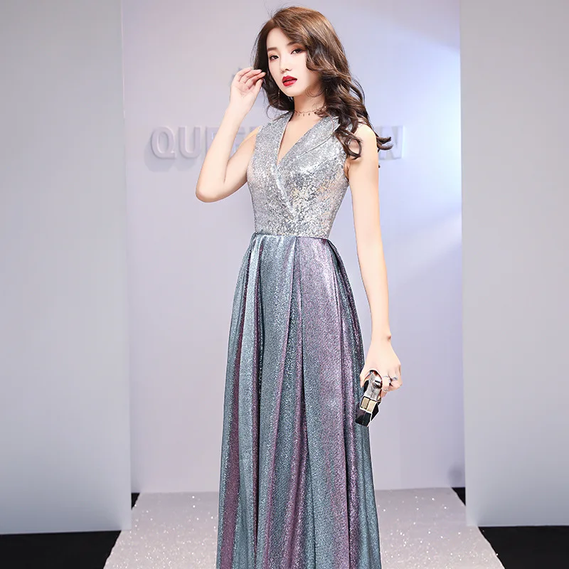 Evening Dress V-neck Formal Dresses Shining Sleeveless Lace Up Long Party Gown Vestidos Size S-XXL
Evening Dress V-neck Formal Dresses Shining Sleeveless Lace Up Long Party Gown Vestidos Size S-XXL