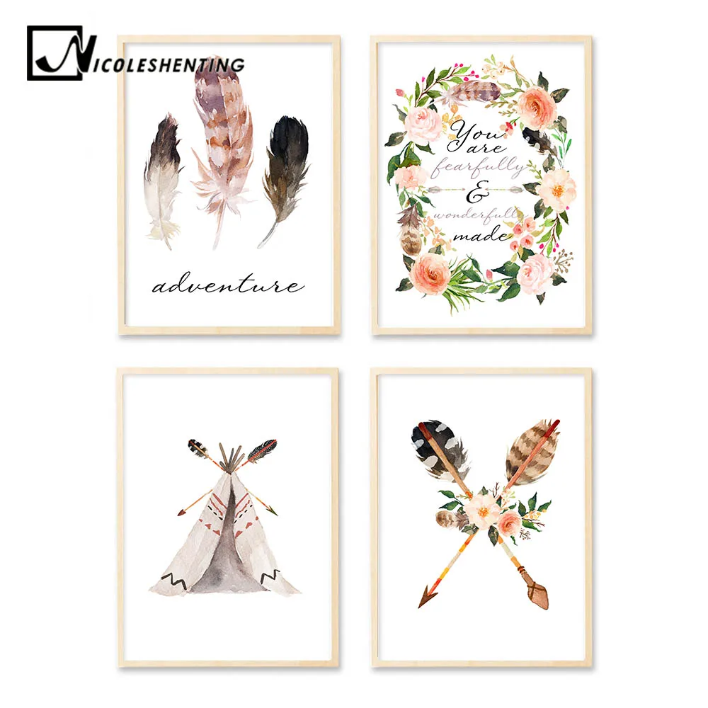 Watercolor Tribe Feather Flower Wall Art Canvas Poster Nursery Print Nordic Painting Wall Picture for Living Room Home Decor
Watercolor Tribe Feather Flower Wall Art Canvas Poster Nursery Print Nordic Painting Wall Picture for Living Room Home Decor