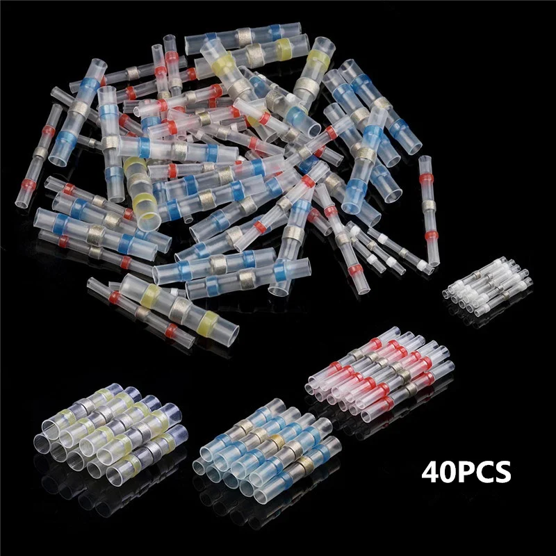 40Pcs Insulated Electrical Butt Wire Connectors Set Waterproof Solder Sleeve Heat Shrink Sordering Terminals
40Pcs Insulated Electrical Butt Wire Connectors Set Waterproof Solder Sleeve Heat Shrink Sordering Terminals