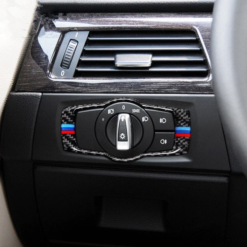JXLCLYL Carbon Fiber Car Headlight Switch Frame Cover Trim For BMW 3 Series E90 E92 E93
