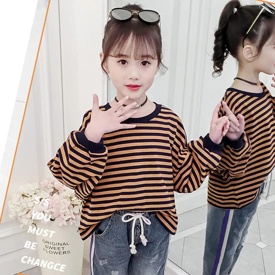 T-shirt For Girls Striped Pattern Girls Tops Tee Full Length Kids T Shirt Spring Autumn Kids Girls Clothes 6 8 10 12 14 Year
T-shirt For Girls Striped Pattern Girls Tops Tee Full Length Kids T Shirt Spring Autumn Kids Girls Clothes 6 8 10 12 14 Year