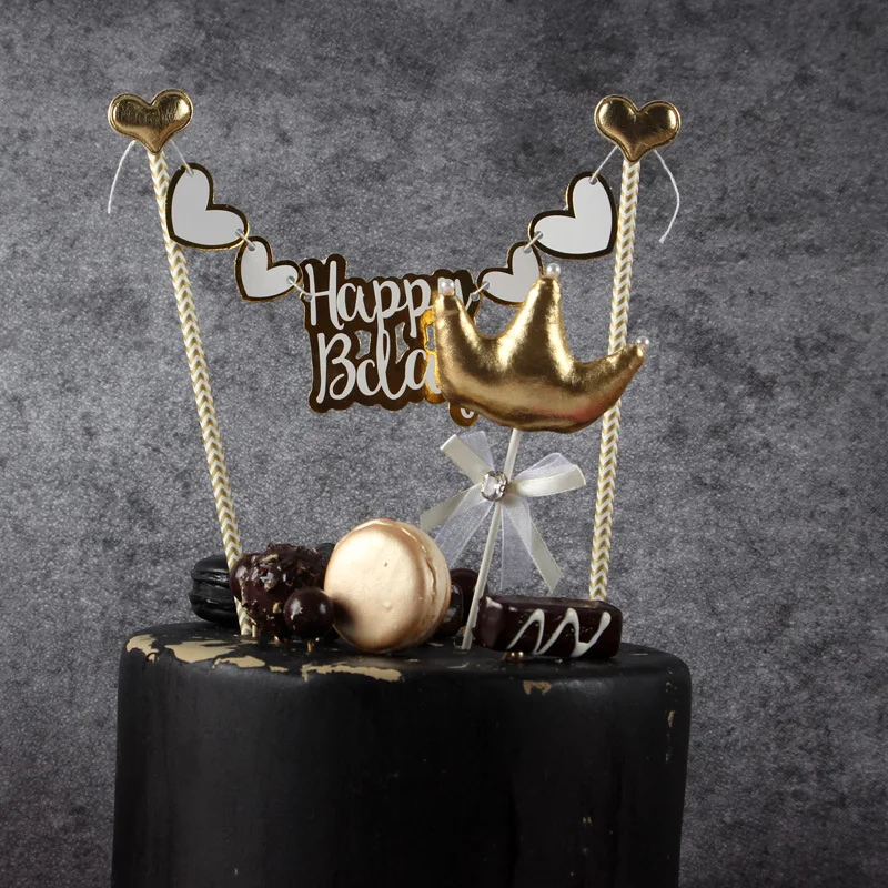 Happy Bday Cake Bunting Topper Gold Black Silver Cake Garland Baby Crown Boy Girl First 1st Birthday Shower Cake Decoration
Happy Bday Cake Bunting Topper Gold Black Silver Cake Garland Baby Crown Boy Girl First 1st Birthday Shower Cake Decoration