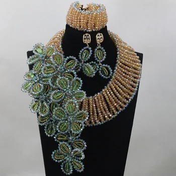 2016 Unique Design Champagne/Green Flower Crystal Handmade Beads Jewelry Set African Wedding Bridal Jewelry Free Shipping ANJ013
2016 Unique Design Champagne/Green Flower Crystal Handmade Beads Jewelry Set African Wedding Bridal Jewelry Free Shipping ANJ013
