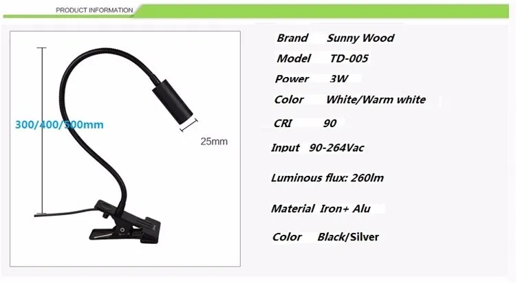 Clamp reading lamp for desk