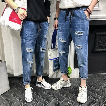 Trend Broken Hole Couple Nine Points Pants Simple Straight Pants Korean Casual Loose Pants Large Size 36 38 40
Trend Broken Hole Couple Nine Points Pants Simple Straight Pants Korean Casual Loose Pants Large Size 36 38 40