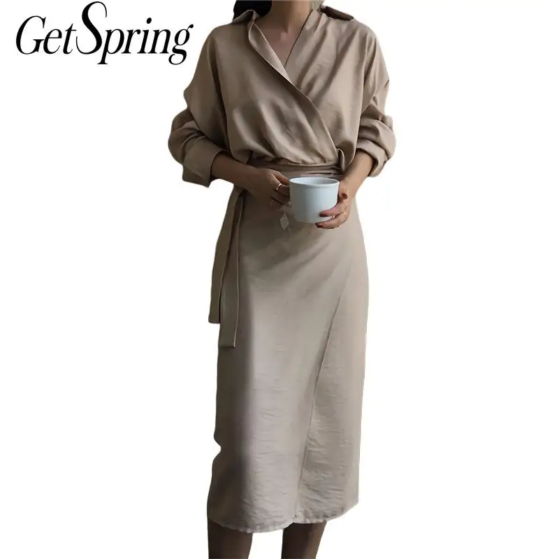 GETSPRING Women Dress Batwing Sleeve Bandage Irregular Dresses Turn-down Collar Vintage Cotton Asymmetry Long Dresses 2019 New
GETSPRING Women Dress Batwing Sleeve Bandage Irregular Dresses Turn-down Collar Vintage Cotton Asymmetry Long Dresses 2019 New