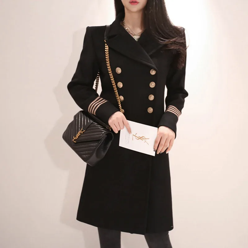 2018 Winter Trench Coat Women Office Lady Solid Black Outerwear Coats Full Button Double-Breasted Pockets Woolen Overcoat Female
2018 Winter Trench Coat Women Office Lady Solid Black Outerwear Coats Full Button Double-Breasted Pockets Woolen Overcoat Female