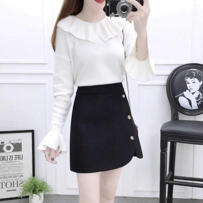 new winter outfit girl cute suit & pullover sweater white knit & button skirt of tall waist two-piece women clothing set vestido
new winter outfit girl cute suit & pullover sweater white knit & button skirt of tall waist two-piece women clothing set vestido
