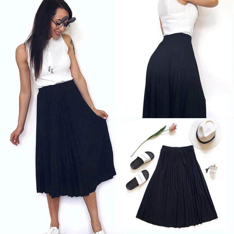 2019 Long Pleated skirts womens Summer autumn Skirts Casual Women Soft Fashion Skirt High Waist Elascity faldas Party Skirt
2019 Long Pleated skirts womens Summer autumn Skirts Casual Women Soft Fashion Skirt High Waist Elascity faldas Party Skirt