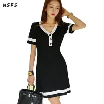 Summer Knitted Dresses Black Short Sleeve Button Womens Dress 2018 Office Ladies Bodycon Sexy Party Tassel Mini Pencil Sundress
Summer Knitted Dresses Black Short Sleeve Button Womens Dress 2018 Office Ladies Bodycon Sexy Party Tassel Mini Pencil Sundress