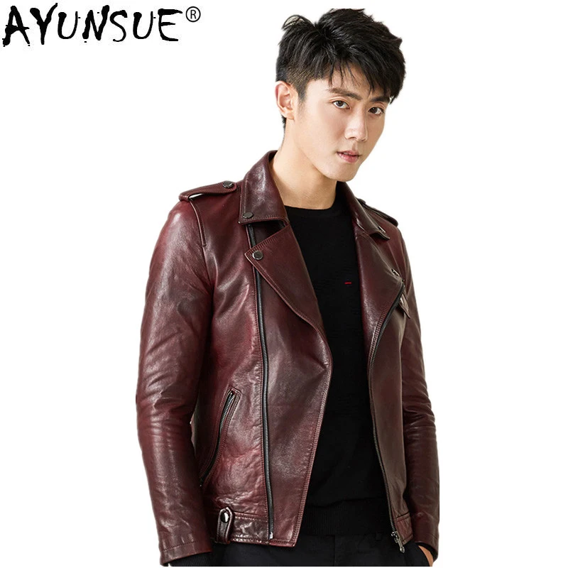 AYUNSUE Men's Leather Jacket 2019 Autumn Winter Jacket Men Genuine Sheepskin Coat Mens Streetwear Jackets MG-1823015 MY1468
AYUNSUE Men's Leather Jacket 2019 Autumn Winter Jacket Men Genuine Sheepskin Coat Mens Streetwear Jackets MG-1823015 MY1468