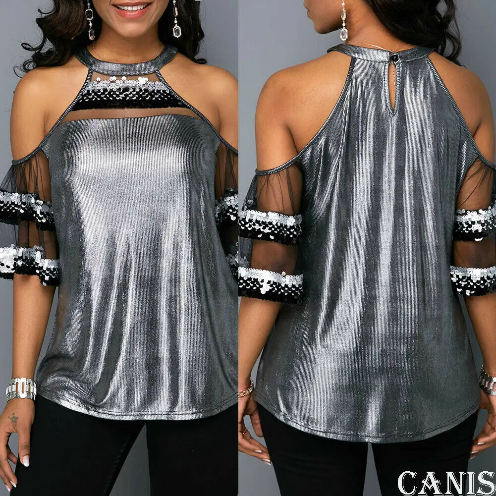 Fashion Women Hot Summer Blouse Tops New Unique Design Off Shoulder Half Sleeve Solid Bling Sequined Sexy Stylish Tops S-2XL
Fashion Women Hot Summer Blouse Tops New Unique Design Off Shoulder Half Sleeve Solid Bling Sequined Sexy Stylish Tops S-2XL
