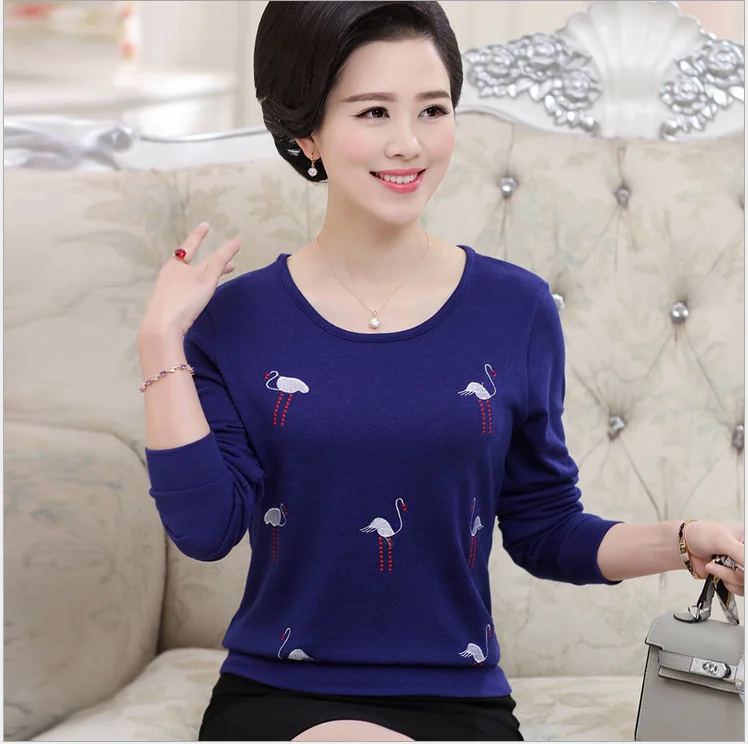 2017 Spring Middle-Aged Women Casual Top Long-Sleeved O-Neck T-Shirt Cotton Top Tees X39
2017 Spring Middle-Aged Women Casual Top Long-Sleeved O-Neck T-Shirt Cotton Top Tees X39