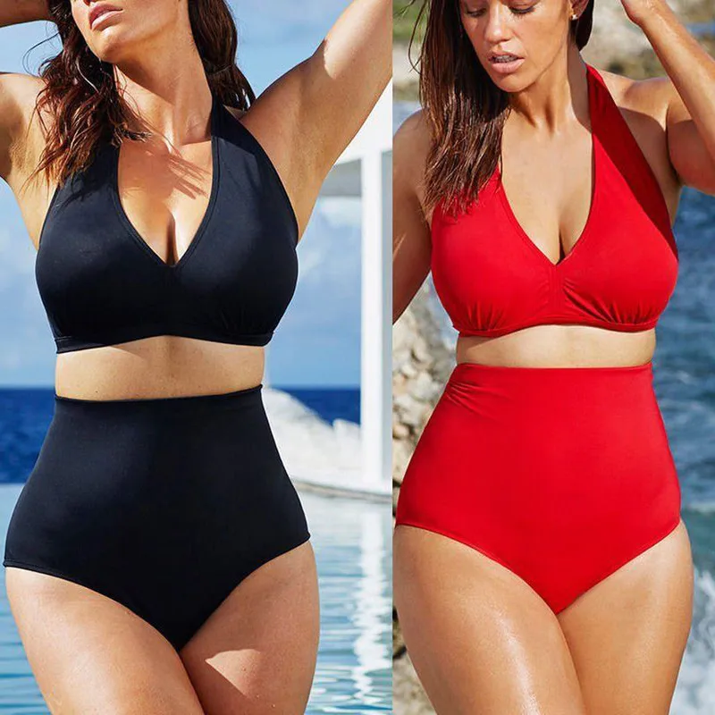 

Women Plus Large Size Split Bikini Swimwear Swimsuit Female Tankini Plavky Maillot De Bain Bather Suit Biquini Monokini Plavky