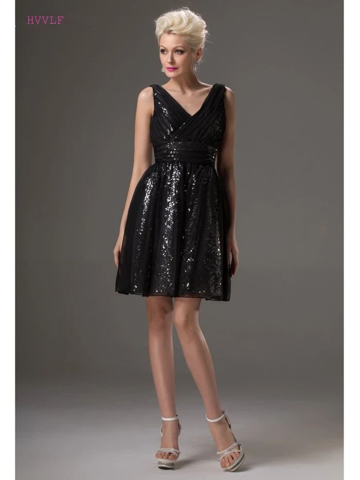 Black 2019 Cocktail Dresses Elegant A-line V-neck Short Mini Sequins Sparkle Party Plus Size Homecoming Dresses
Black 2019 Cocktail Dresses Elegant A-line V-neck Short Mini Sequins Sparkle Party Plus Size Homecoming Dresses