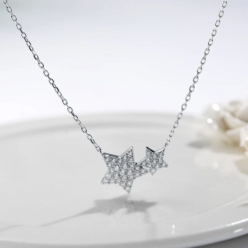 Tiny Double Star Pentagrams Choker Necklace For Women Silver Chain Crystal Pendant Necklace Jewelry colgantes mujer moda 2019
Tiny Double Star Pentagrams Choker Necklace For Women Silver Chain Crystal Pendant Necklace Jewelry colgantes mujer moda 2019