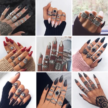 HuaTang Bohemian Antique Silver Color Crystal Knuckle Ring Set Geometric Elephant Flower Carving Midi Rings Anel Anillos Jewelry
HuaTang Bohemian Antique Silver Color Crystal Knuckle Ring Set Geometric Elephant Flower Carving Midi Rings Anel Anillos Jewelry