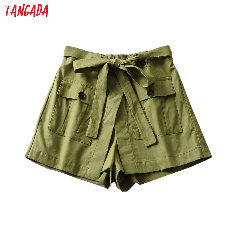 Tangada women cargo shorts summer bow with sashes elastic waist pockets female street wear shorts panalones 6A201
Tangada women cargo shorts summer bow with sashes elastic waist pockets female street wear shorts panalones 6A201