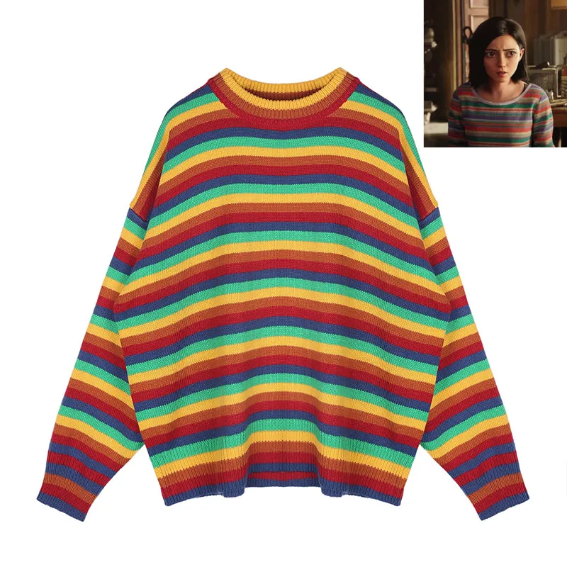 Gunnm Alita Battle War Angel Cosplay Rainbow Sweater O Neck Knitted Colorful Pullover Sweater
Gunnm Alita Battle War Angel Cosplay Rainbow Sweater O Neck Knitted Colorful Pullover Sweater