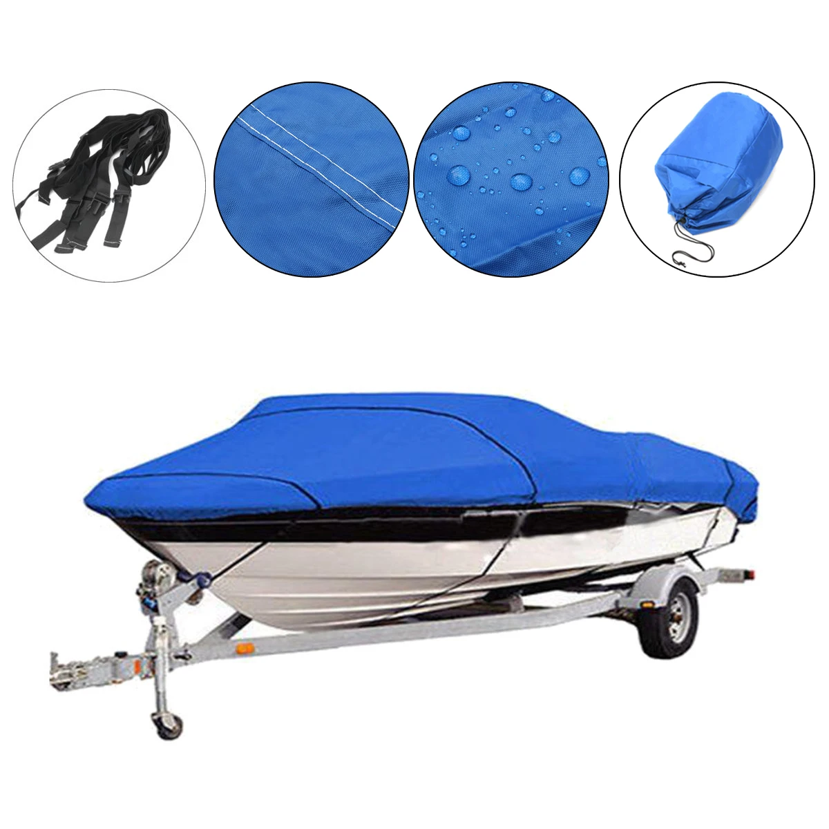 

Fishing/Ski/Boat Cover Heavy Duty Trailerable 17 18 19ft beam 95inch 210D Blue Rectangle Waterproof UV protected