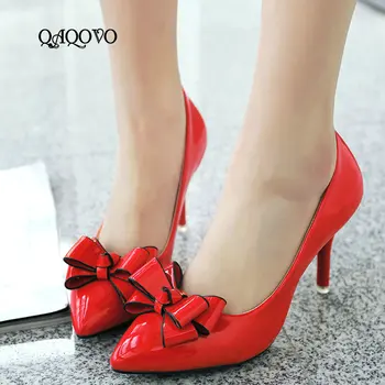 2019 Spring Autumn Women Shoes Bow Pumps Fashion Patent Leather Thin High Heels Pumps Slip On Pointed Toe Party Shoes Female
2019 Spring Autumn Women Shoes Bow Pumps Fashion Patent Leather Thin High Heels Pumps Slip On Pointed Toe Party Shoes Female