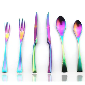 24-Piece Iridescent Luxury Dinnerware Set Silverware Luxury 18/10 Stainless Steel Dinnerware Set Rainbow Tableware Set 
24-Piece Iridescent Luxury Dinnerware Set Silverware Luxury 18/10 Stainless Steel Dinnerware Set Rainbow Tableware Set