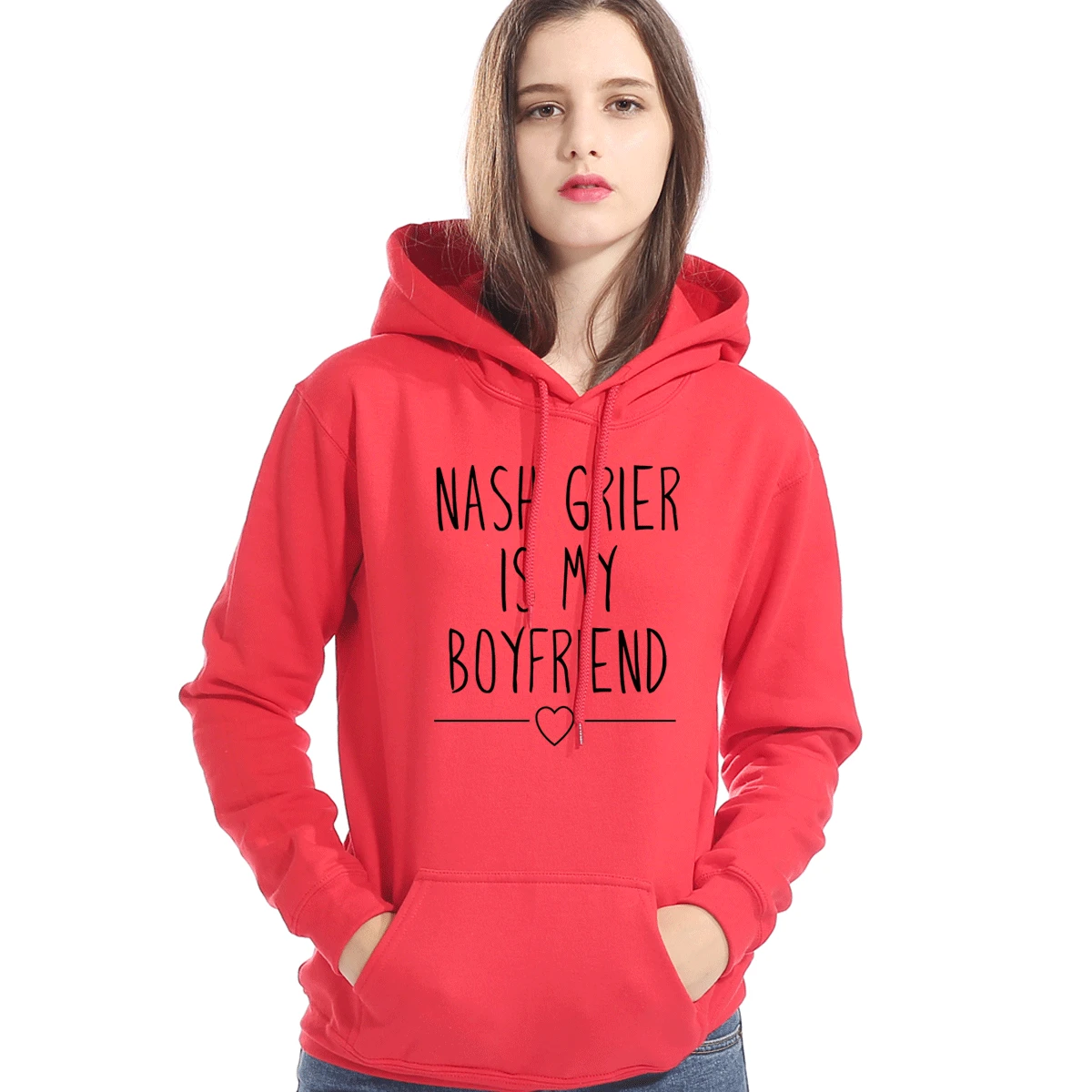 Женские забавные толстовки с капюшоном kawaii Модный свитшот принтом Nash Grier Is My Boyfriend