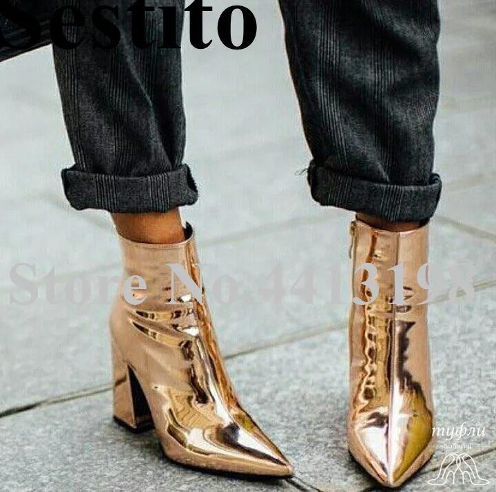 2019 Newest European Fashion Gold Pointed Toe Short Boots Ankle Boots For Women High Square Heels Zip Ladies Shoes Spring/Autumn
2019 Newest European Fashion Gold Pointed Toe Short Boots Ankle Boots For Women High Square Heels Zip Ladies Shoes Spring/Autumn