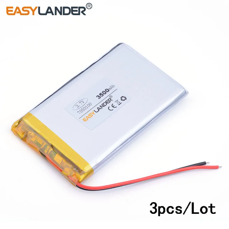 3pcs/lot 7050100 3.7 V lithium polymer battery 3500 mah DIY mobile emergency power charging treasure battery PAD DVD E-book
3pcs/lot 7050100 3.7 V lithium polymer battery 3500 mah DIY mobile emergency power charging treasure battery PAD DVD E-book
