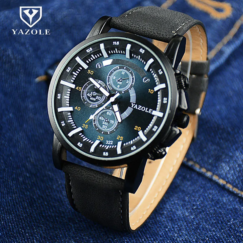 

YAZOLE Sport Quartz Watch Men Luminous Analog Military Male Wristwatch Relogio Masculino Montre Homme Saati Leather Reloj Clock