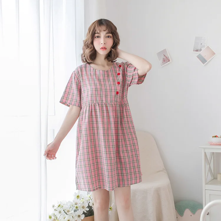 Maternity Sleep Dress for Spring and Summer Newest Cotton Plaid Style Home Clothes Short-sleeved Cotton Plus Size Sleepwear
Maternity Sleep Dress for Spring and Summer Newest Cotton Plaid Style Home Clothes Short-sleeved Cotton Plus Size Sleepwear