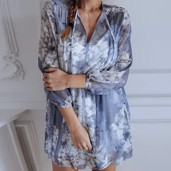 Women Summer Dress Flowers Print Chiffon Long Shell Loose Casual Short Mini Dress Women Party Dress V -section Beach Dress New
Women Summer Dress Flowers Print Chiffon Long Shell Loose Casual Short Mini Dress Women Party Dress V -section Beach Dress New